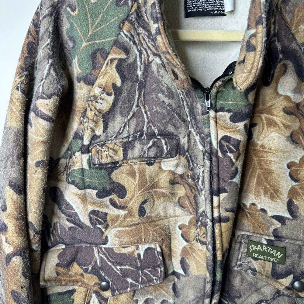 Vintage 90s Polar Fleece Full Zip Camo Hunting Spartan Realtree Jacket Men's XL - Picture 3 of 7